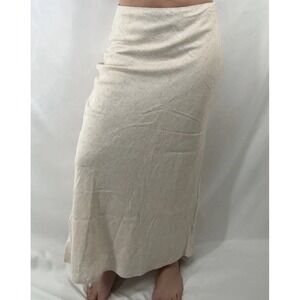 Linen Blend Maxi Skirt L Minimalist Coastal Resort Quiet Luxury Capsule A-line